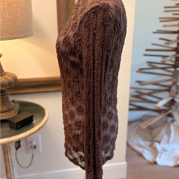 Zara Chocolate Brown Lace Knit Top - Picture 2 of 4